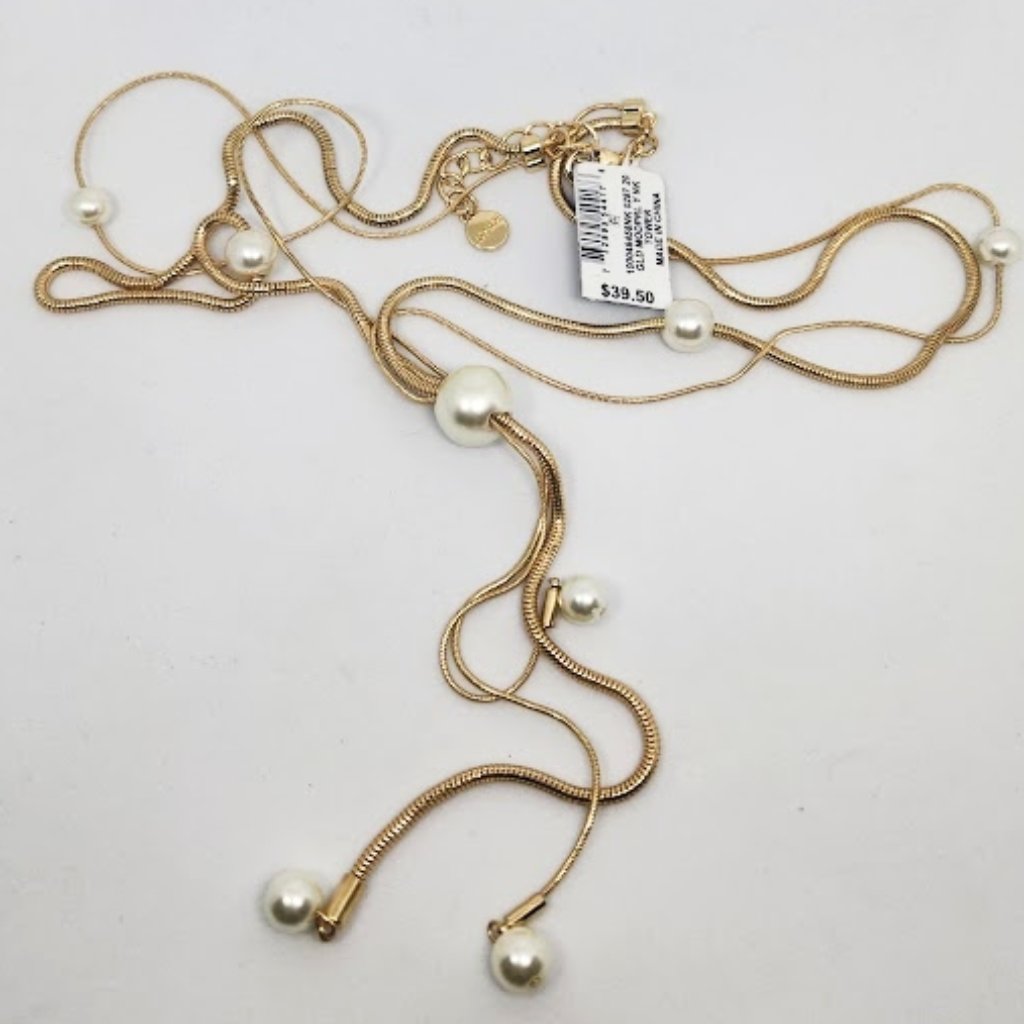 Nwt Alfani Gold Tone And Faux Pearl Multi Layered Necklace 29$